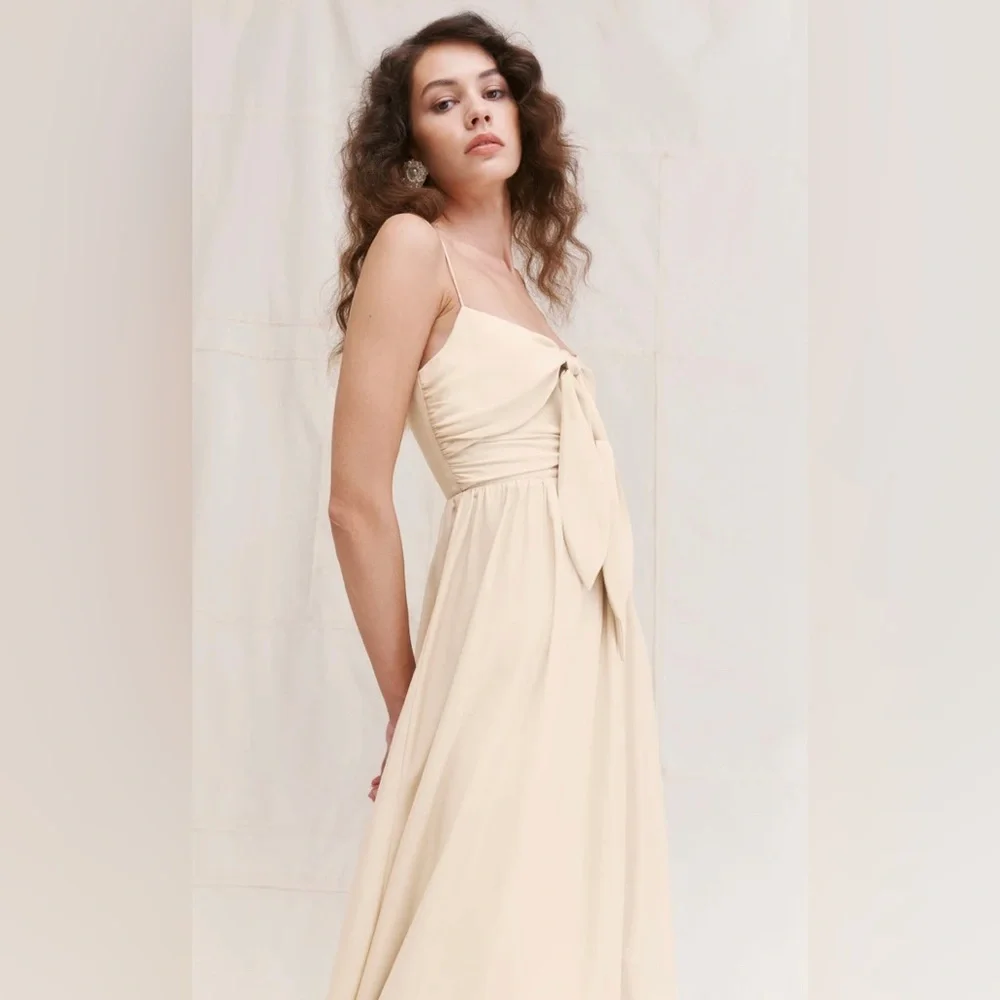 Reformation Carrara Silk Crème Gown size 12 NWT - Picture 2 of 6